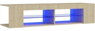 vidaXL TV Schrank mit LED-Leuchten Lowboard Fernsehschrank Fernsehtisch Sideboard HiFi-Schrank TV Möbel Tisch Board Sonoma-Eiche 135 x 39 x 30 cm
