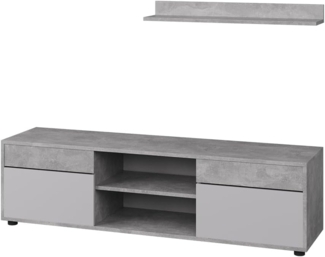 Wohnwand Berno Beton/Weiß 2 Teile Vicco