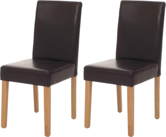 2er-Set Esszimmerstuhl Stuhl Küchenstuhl Littau ~ Leder, braun, helle Beine
