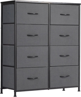 SURFOU Kommode mit Schubladen, Schrank mit 8 Stoffschubladen, Schubladenschrank Grau 30cm tief, 80cm breit, Metallrahmen, Flur Möbel für Wohnzimmer, Schlafzimmer, Flure, Eingänge, Kindergärten