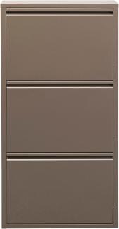 Kare Design Schuhschrank Caruso, Taupe, Stahl, mit 3 Klappen, Schuhablage für 6 Paar Schuhe, schmal, platzsparend, hoch, Schuhregal, Eingangsbereich, 103 x 50 x 15 cm (H/B/T)