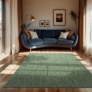 Paco Home Outdoor Teppich Wetterfest Wohnzimmer Balkon Küchenteppich Flachgewebe Sisaloptik Meliert Einfarbig, Grösse:240x340 cm, Farbe:Grün