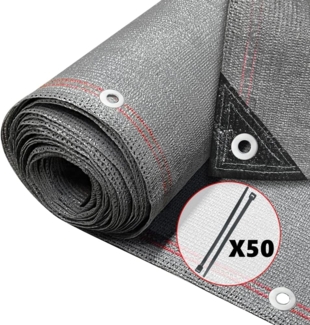 VOUNOT Zaunblende 1×10m, Sichtschutz Zaun 230 g/m² HDPE Schattiernetz, Windschutz UV-resistent Reißfest, 95% Beschattungsgrad, mit Löcher und Kabelbinder, Grau