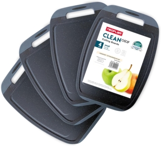 NEOFLAM® Schneidebrett BiJu Antibakterielles Frühstücksbrettchen Set, 4tlg. - Granitschwarz, Kunststoff (PP), (4-St)