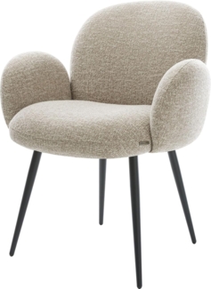 Esszimmerstuhl Nube-Flex mit Armlehnen Webstoff Soft Beige 4-Fuß konisch Schwarz Taschenfederkern