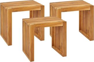 Set mit 3 Hockern BELLANO Holz Heller Holzfarbton