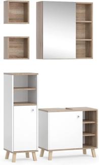 Badmöbel-Set Senyo Weiß 4 Teile, mit Midischrank Vicco