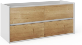 Vente-unique - Waschbeckenunterschrank hängend - Holzfarben hell & Weiß - 120 cm - LANNICK