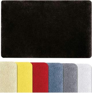 Spirella Badteppich Badvorleger Duschvorleger Fino Supersoft Hochflor waschbar, rutschfest Badematte 50x80 cm – Schwarz