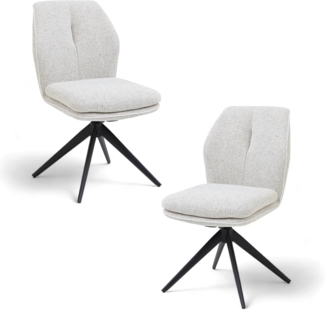 ENJA Esszimmerstühle 2er Set mit schwarzem Metallgestell, Beige - Bequeme Stühle für Esszimmer & Küche - 50 x 92 x 65 cm (B/H/T)