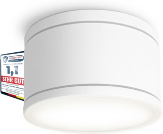 SSC-LUXon LED Außen-Deckenleuchte CELI-WX Bad Aufbaustrahler flach weiss IP44 mit LED GX53 Leuchtmittel, Neutralweiß