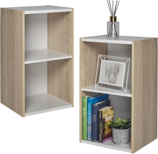 Iris Ohyama Platzsparendes Regal, Extra Breit, 2 Ebenen, Hellbraun, Verstellbar, Modular, Für Wohnzimmer, Homeoffice, Schlafzimmer, Organisation, Bücher, CD, Dekor, Einfache Montage, UB-6035