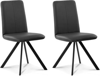 Möbel-Eins GLORIA 2er SET Polsterstühle, Gestell Eisen schwarz schwarz ohne Drehfunktion Echtleder