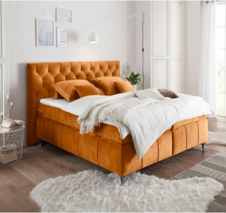 Boxspringbett 180x200 cm PETARE-09 in der modernen Farbe Amber und Härtegrad H2