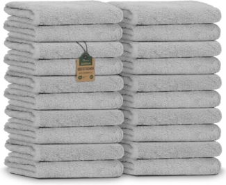 NatureMark 20er Spar-Pack Frottier Gästetücher, 30x50 cm, 100% Baumwolle, Silber grau