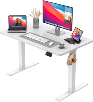 JUMMICO HöHenverstellbarer Schreibtisch Standing Desk Elektrischer Schreibtisch Höhenverstellbar mit Memory-Funktion 100x60 cm,Weiß