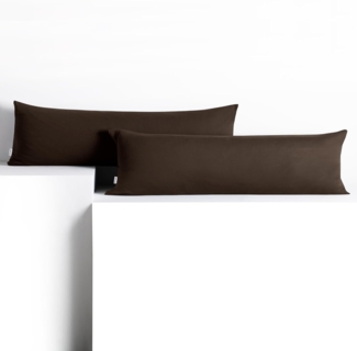 DecoKing 2 Kissenbezüge 20x120 cm Jersey 100% gekämmte Baumwolle Reißverschluss braun Amber