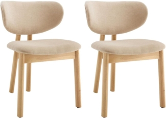 Vente-unique - 2er-Set Stühle - Stoff & Gummiholz - Beige - FALDRA