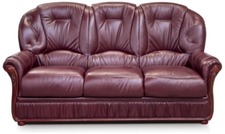 Vente-unique - Ledersofa 3-Sitzer - Büffelleder - Weinrot - DAPHNE