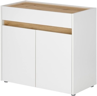 Lomadox Kommode CRISP-61, in weiß mit Wotan Eiche, ca. 80/70/40 cm