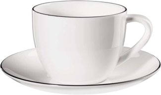 ASA Selection ligne noire Cappuccinotasse mit Unterer, Kaffeetasse, Becher, Fine Bone China, Weiß glänzend, 250 ml, 1929113