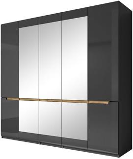 Drehtürenschrank Schrank GALAXY Grau Hochglanz 225x213 cm