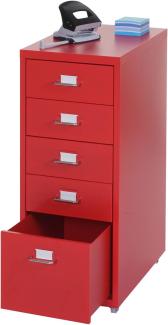 Rollcontainer Boston T851, Schubladenschrank Stahlschrank, 69x28x41cm 5 Schubladen ~ rot