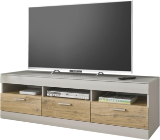 TV-Lowboard Griego in grau matt und Eiche 150 cm