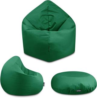 BuBiBag - 2in1 Sitzsack Bodenkissen - Outdoor Sitzsäcke Indoor Beanbag in 32 Farben und 3 Größen - Sitzkissen für Kinder und Erwachsene (125 cm Durchmesser, Dunkelgrün)