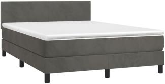 vidaXL Boxspringbett mit Matratze Dunkelgrau 140x200 cm Samt 3141186