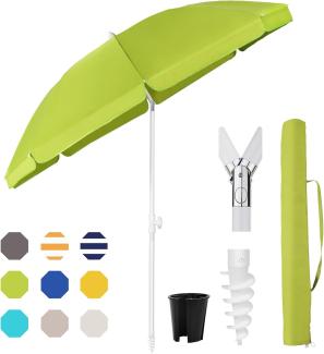 Sekey® 180 cm Sonnenschirm Stabil Strandschirm mit Bodenhülse & Schutzhülle für Balkon Garten & Terrasse| Neigungswinkel und Höhe verstellbar, Rund Sonnenschutz UPF 50+