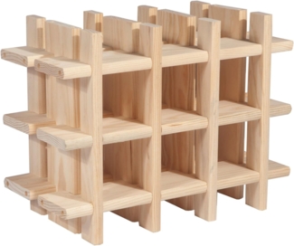 Astigarraga Kit Line Rioja Modulares Weinregal für 9 Flaschen, massives Kiefernholz, 32,5 x 43 x 22 cm
