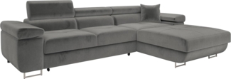 Ecksofa Torezio Mini mit Bettkasten, Schlaffunktion und Einstellbare Kopfstützen (Farbe: Manila 16, Seite: Rechts)