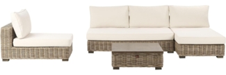 Lounge Set mit Tisch 4-Sitzer VARALLO linksseitig Rattan Grau