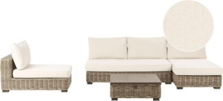 Lounge Set mit Tisch 4-Sitzer VARALLO linksseitig modular Rattan Grau