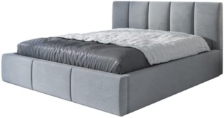 Polsterbett KENET 90x200 mit Matratze, Bettkasten und Lattenrost. Farbe: Silber 15
