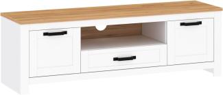 Lowboard TV-Unterschrank Lanzette 163x45x53cm Alaska weiß matt Wildeiche Gold
