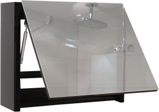 Spiegelschrank HWC-B19 aufklappbar hochglanz 48x79 cm ~ schwarz