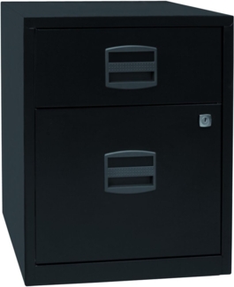 Bisley Home mobiler Beistellschrank PFA, 1 Universalschublade, 1 HR-Schublade, Metall, 633 Schwarz, 40 x 41.3 x 52.8 cm