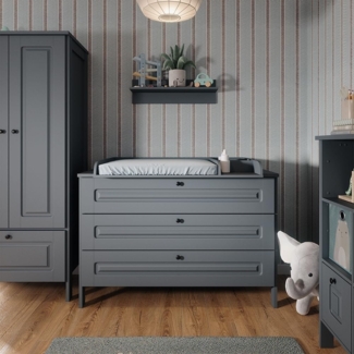 Vitalispa Wickelkommode Grau 133 x 98.4 cm mit 3 Schubladen, Ajaton