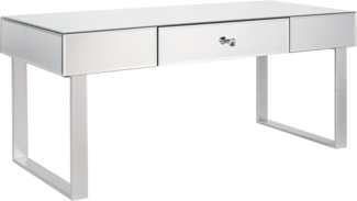 Beliani Couchtisch Silber mit Schublade verspiegelt NESLE