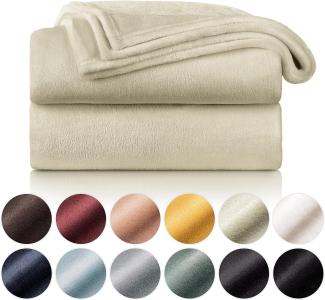 Blumtal Kuscheldecke aus Fleece - hochwertige Decke, Oeko-TEX® Zertifiziert in 270x230 cm, Kuscheldecke flauschig als Sofadecke, Tagesdecke oder Winterdecke, Sand - beige