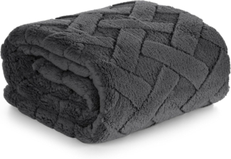Wohndecke CARO Design91 Karierte Kuscheldecke ideales Geschenk Weiche warme Decke 170x210 cm stahl