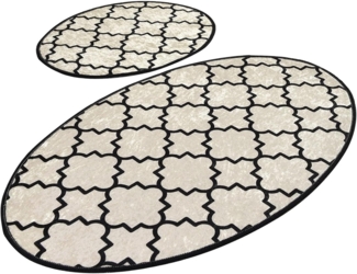 Badteppich-Set, 2-teilig, Weiß und Schwarz
