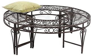 DanDiBo Rundbank Metall wetterfest Braun Ø 135 cm Baumbank 96188 Gartenbank Parkbank Sitzbank