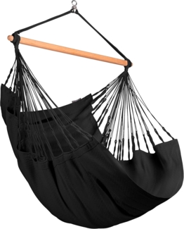 La Siesta Hängesessel HABANA Comfort onyx schwarz Lounger aus Bio-Baumwolle Hängematte Hängestuhl