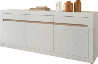 Sideboard Derby in weiß matt und Eiche 217 x 90 cm