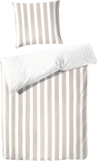 Primera Perkal Bettwäsche 200x200 cm Wende Streifen weiß sand 13367003-70