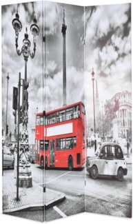 vidaXL Raumteiler klappbar 120 x 170 cm London Bus Schwarz-Weiß 245873