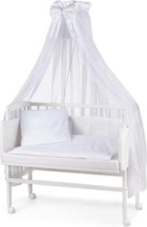 WALDIN Beistellbett mit Matratze und Nestchen, höhenverstellbar, Ausstattung weiß/weiß, Gestell Weiß lackiert